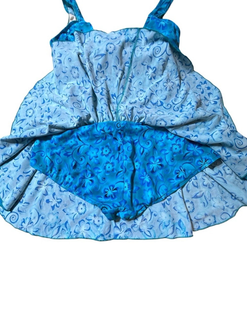 Le Cove Women's Swimsuit Skirted One Piece Blue Floral Print Size 22 Pre-owned - Picture 6 of 6